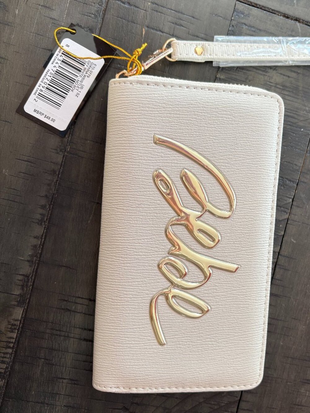 Brand New BEBE Gianna Wristlet White NWT
